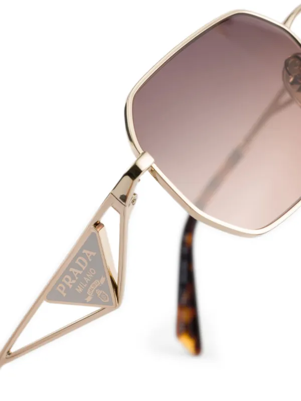 Prada Eyewear triangle-logo Sunglasses | Gold | FARFETCH