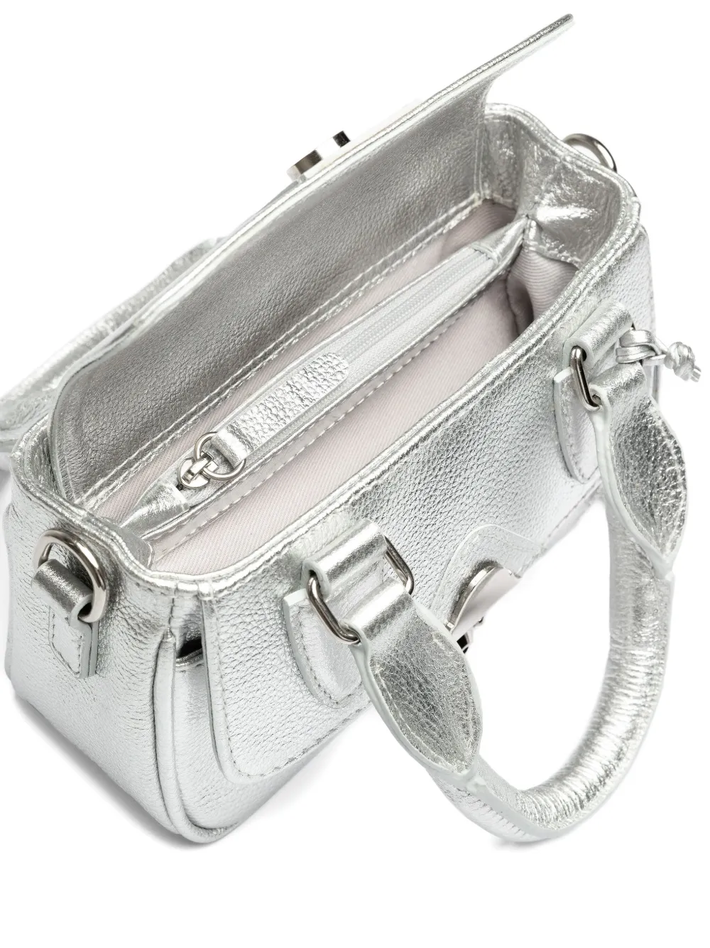 Sarah Chofakian Metallic leren mini-handtas Zilver