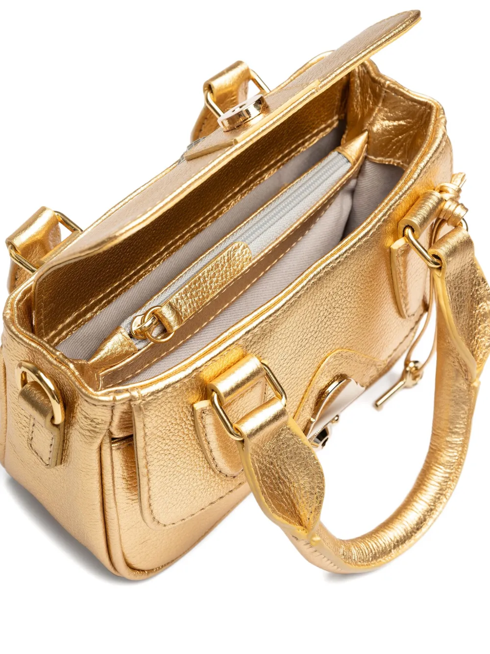 Sarah Chofakian Sarah metallic leren mini-shopper Goud