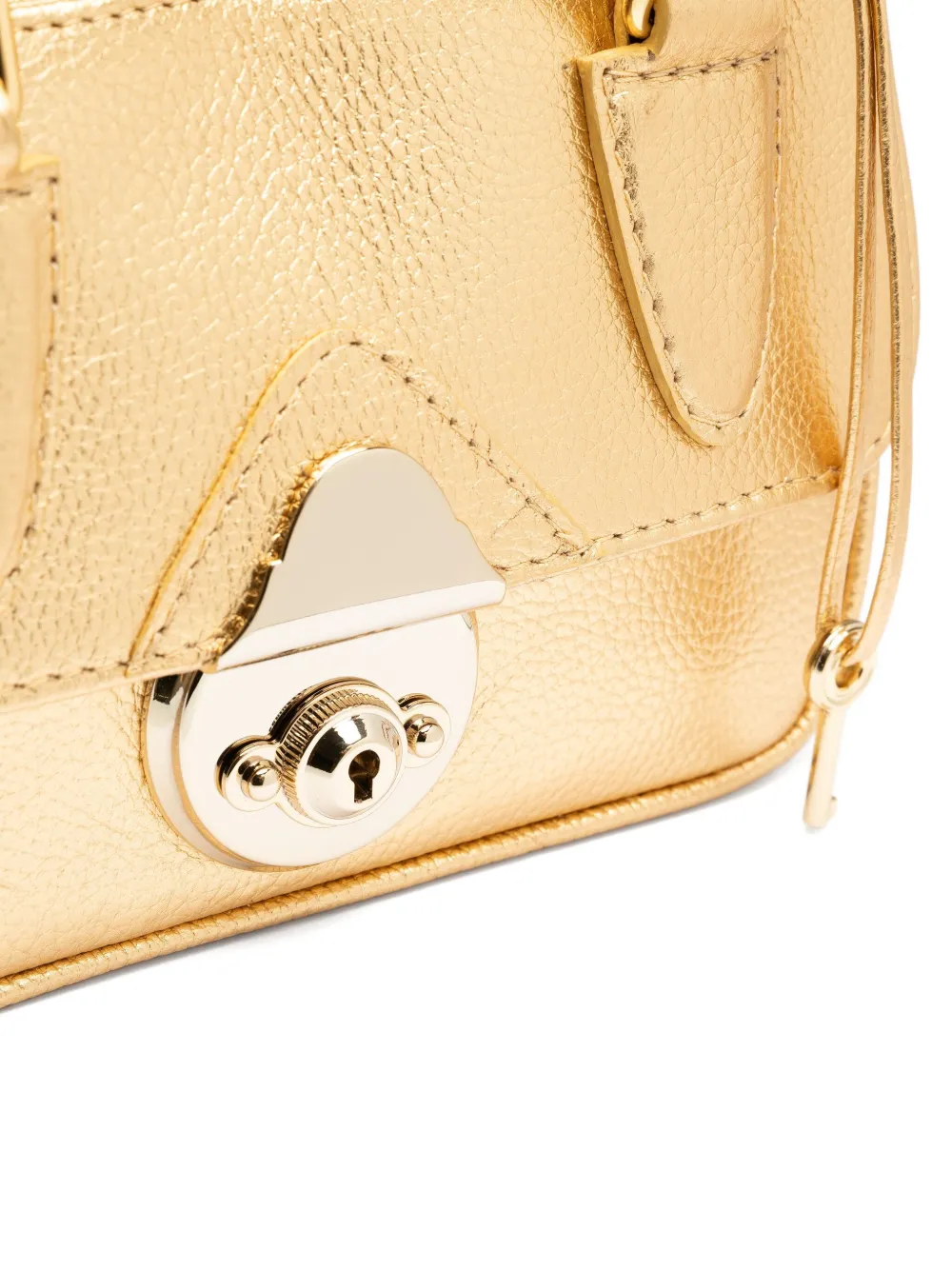 Sarah Chofakian Sarah metallic leren mini-shopper Goud