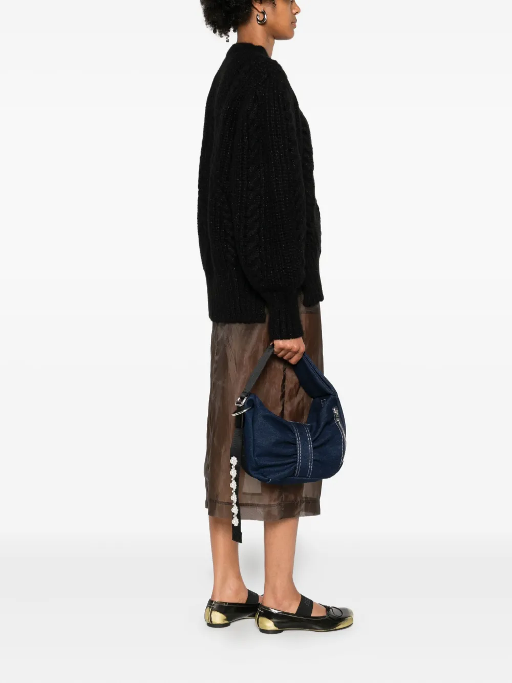 Simone Rocha Schoudertas verfraaid met parel en strik - Blauw