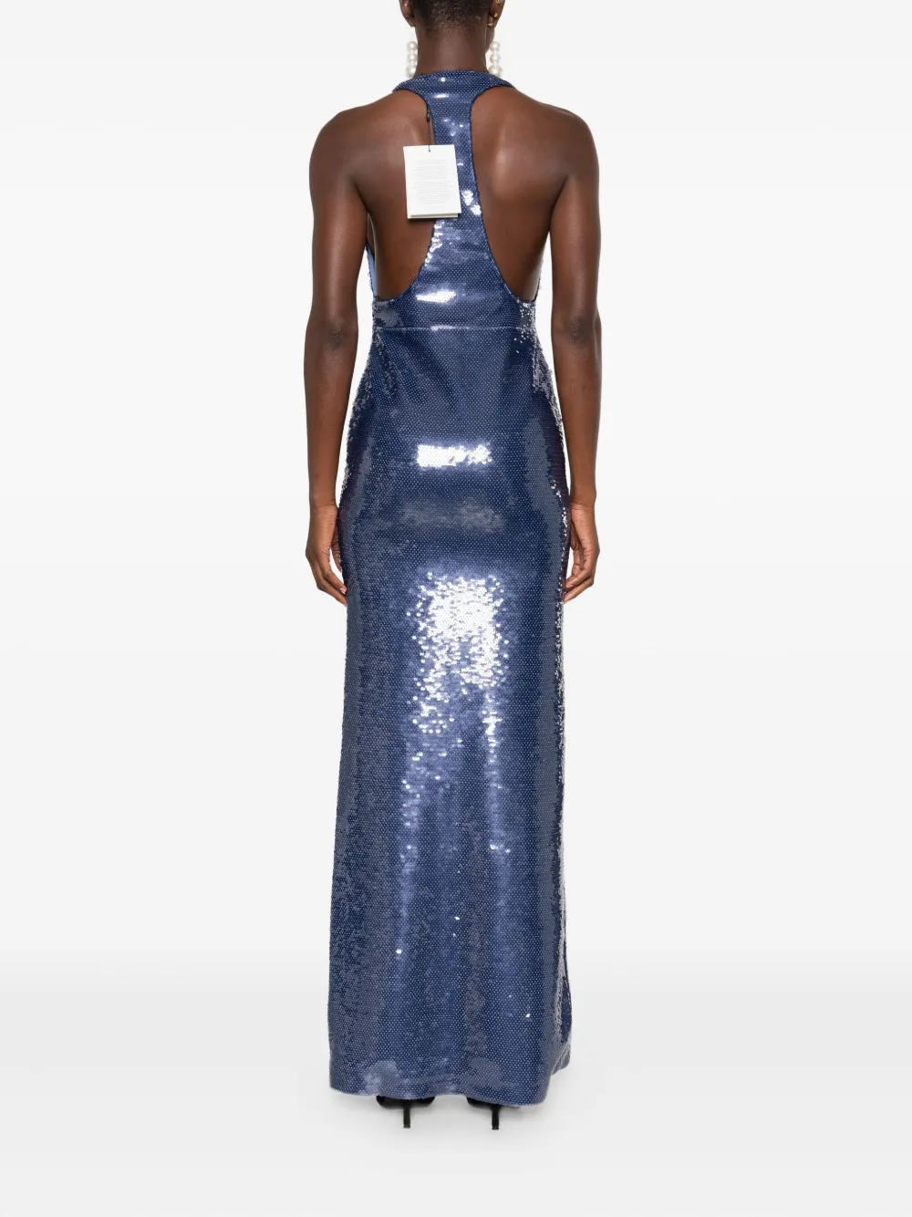The New Arrivals Ilkyaz Ozel Olympia maxi-jurk met pailletten Blauw