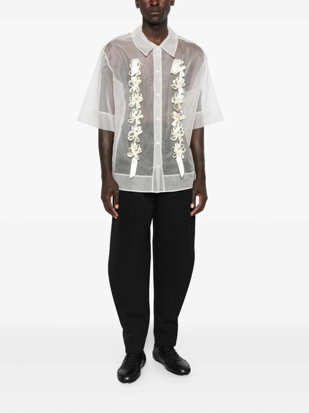 Simone Rocha Overhemd met bloemenlint - Beige