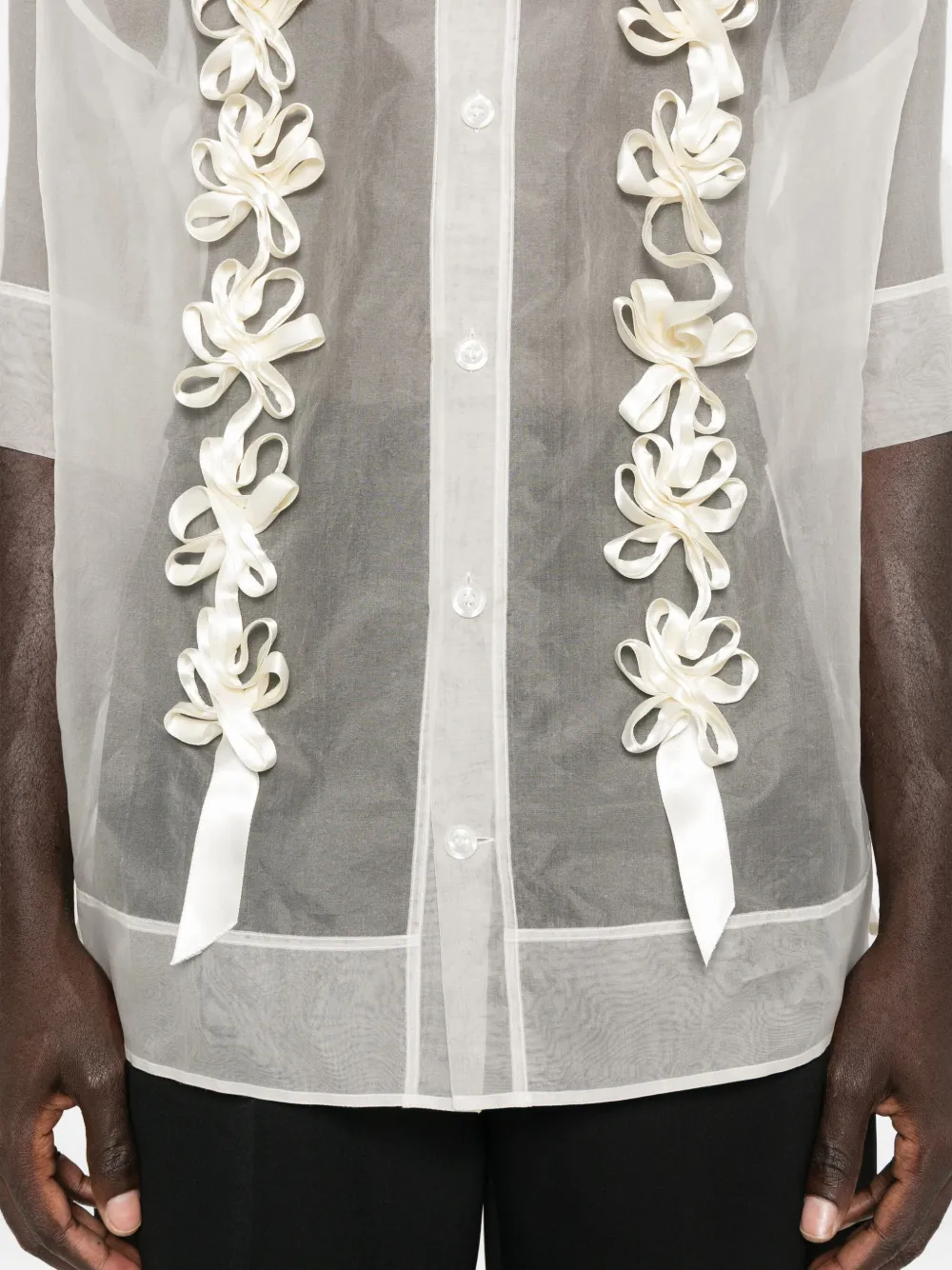 Simone Rocha floral-ribbon Shirt | Neutrals | FARFETCH