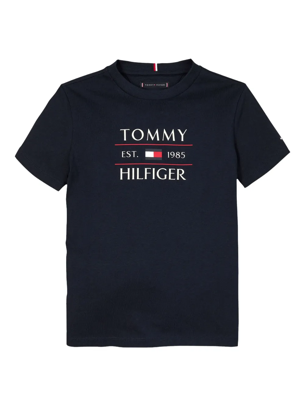 Tommy Hilfiger Junior playera con cuello redondo y logo estampado | azul | Image 1
