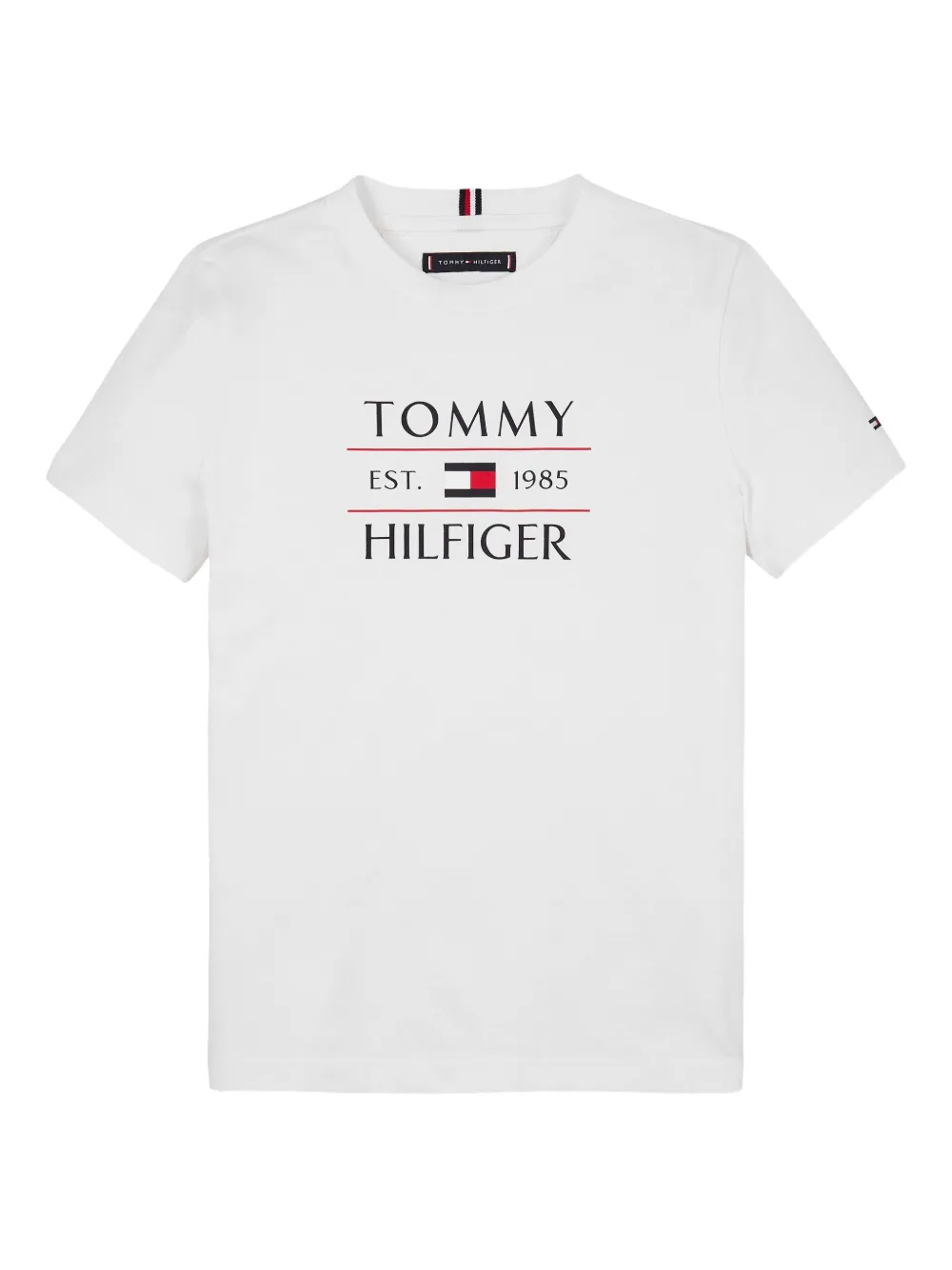 Tommy Hilfiger Junior playera con cuello redondo y logo estampado | blanco | Image 1