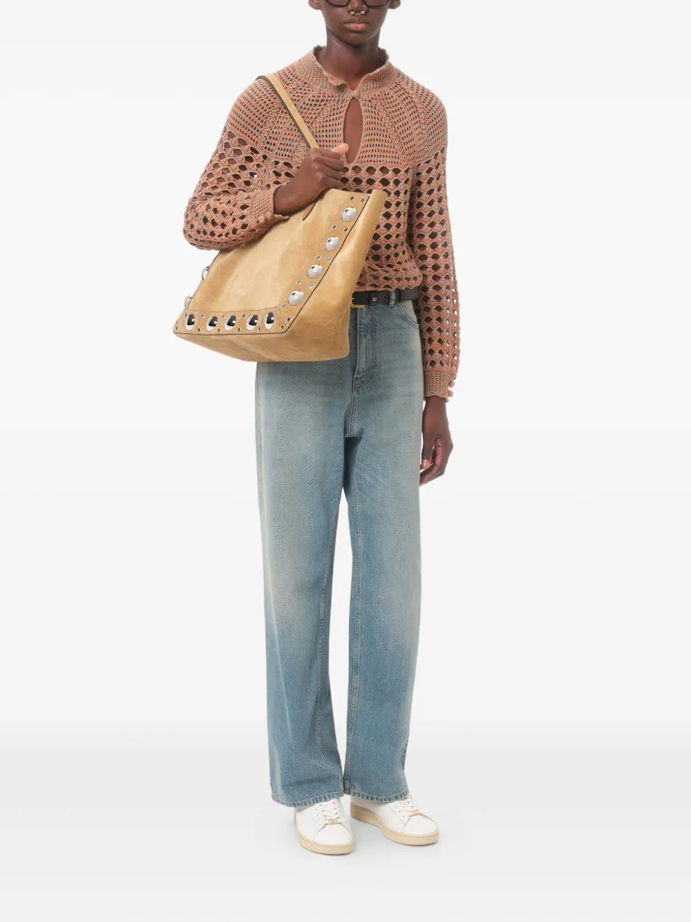 Valentino Garavani Nellcôte grote suède shopper Beige