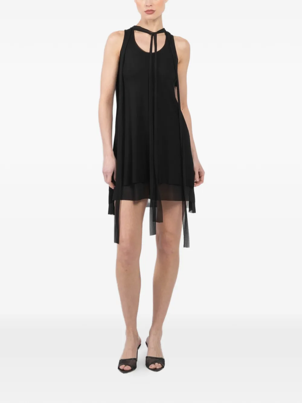 Setchu tie-neck mini dress - Nero
