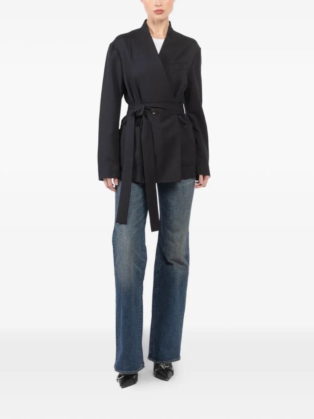 Setchu Origami Belted Jacket In Black