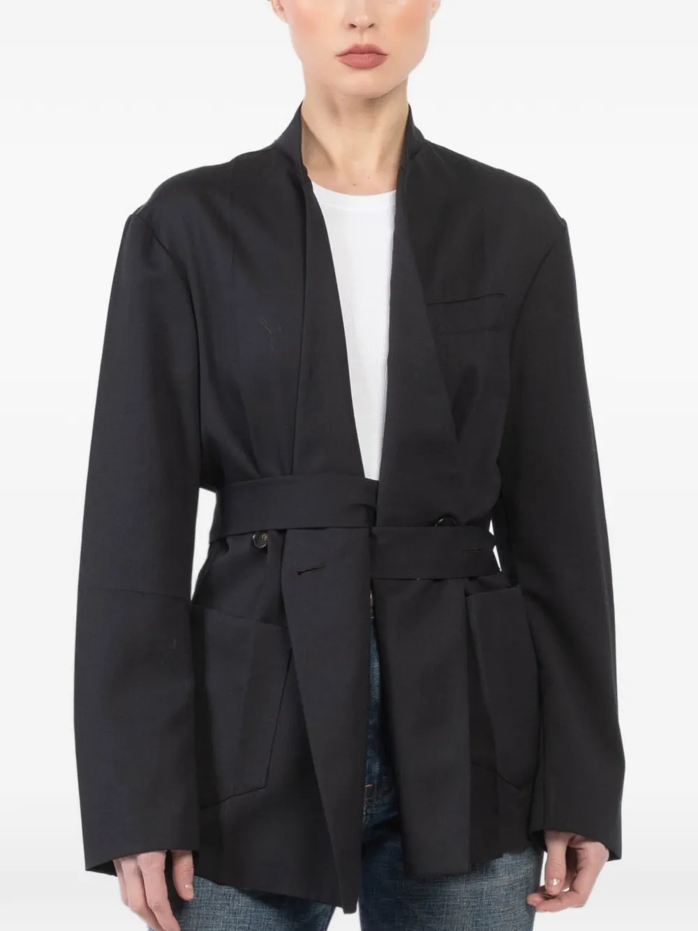 Setchu Origami Belted Jacket In Black