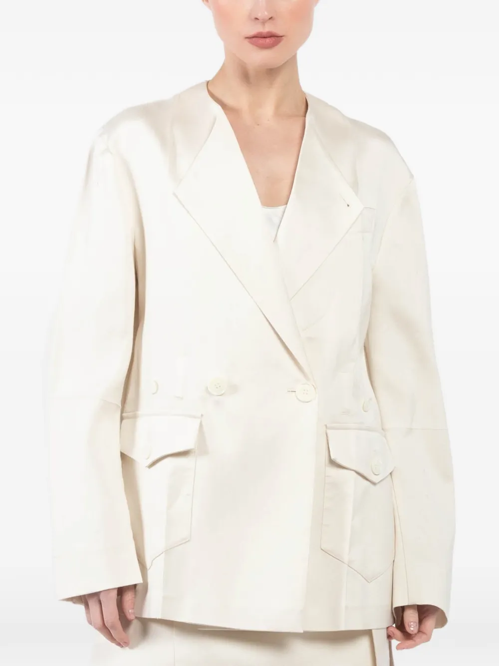 Setchu Origami double-breasted belted blazer - Weiß