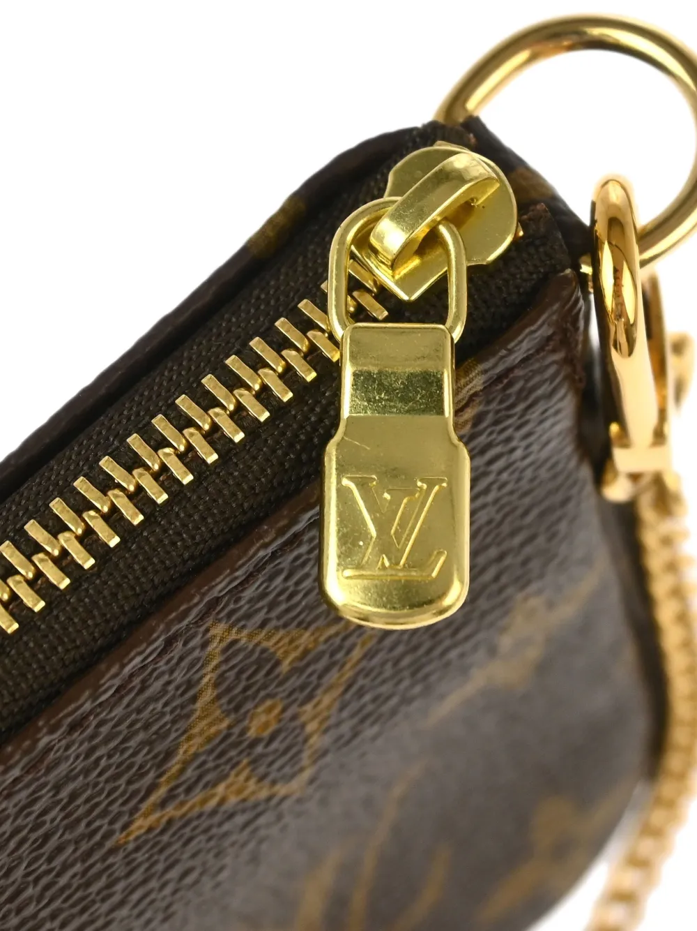Pre-owned Louis Vuitton 2002 Mini Pochette Accessoires Shoulder Bag In Brown