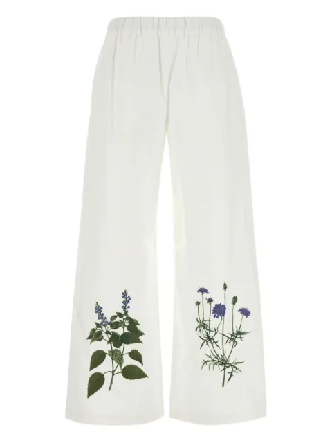 Weekend Max Mara pantalones anchos Volante con bordado floral 