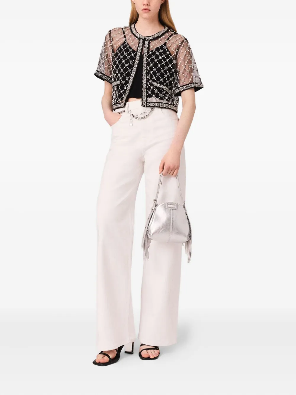 Maje SHirt met kralen - Zwart