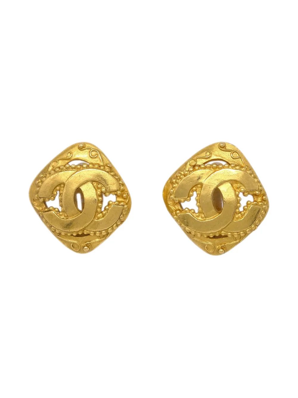 CHANEL Pre-Owned 1996 CC Rhombus clip-on earrings | Gold | Image 1