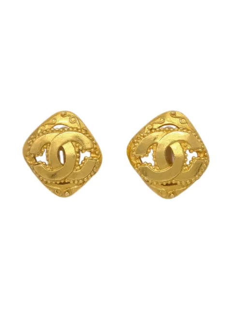 CHANEL Pre-Owned 1996 CC Rhombus clip-on earrings 