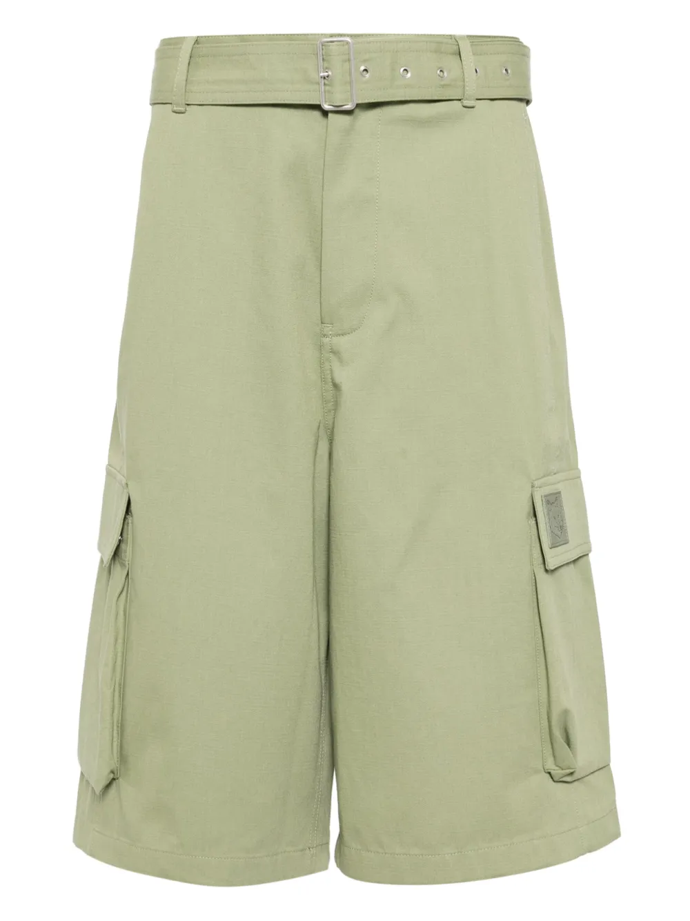 Shop Maison Kitsuné Belted Bermuda Shorts In Green