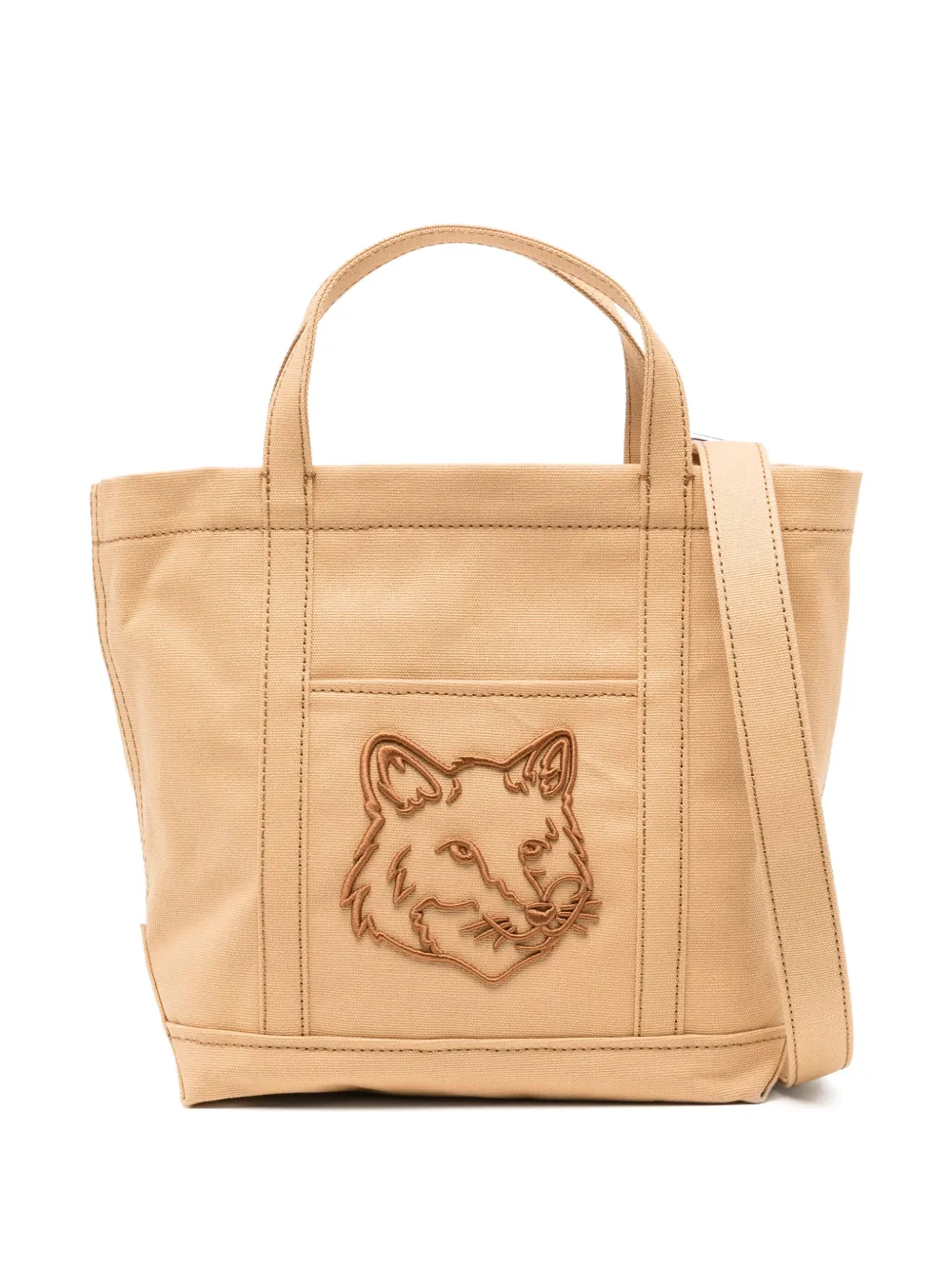 Maison Kitsuné small fox head tote bag - ブラウン Maison Kitsuné small fox head tote bag - ブラウン