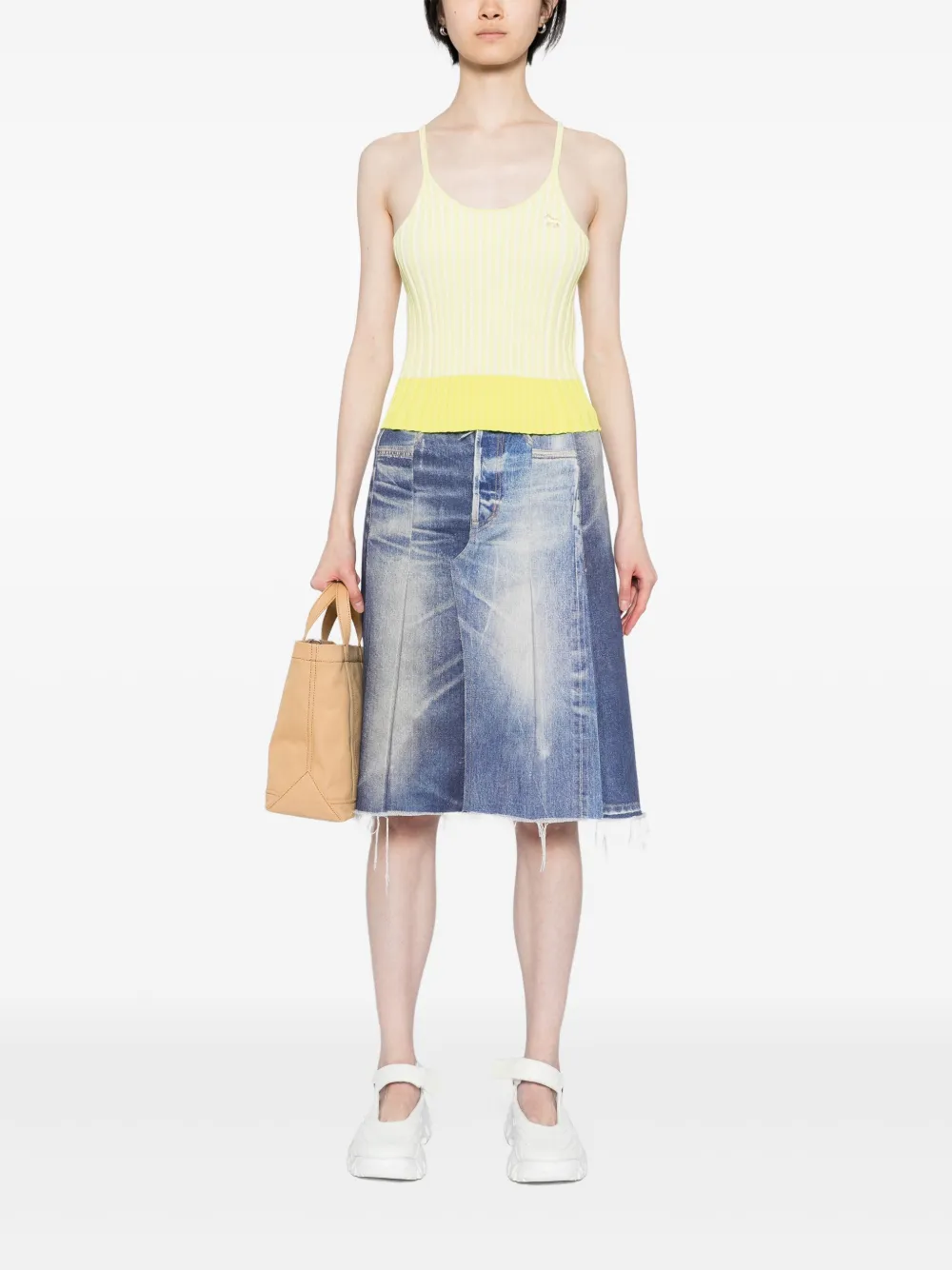 MAISON KITSUNÉ BABY FOX-PATCH RIBBED TANK TOP