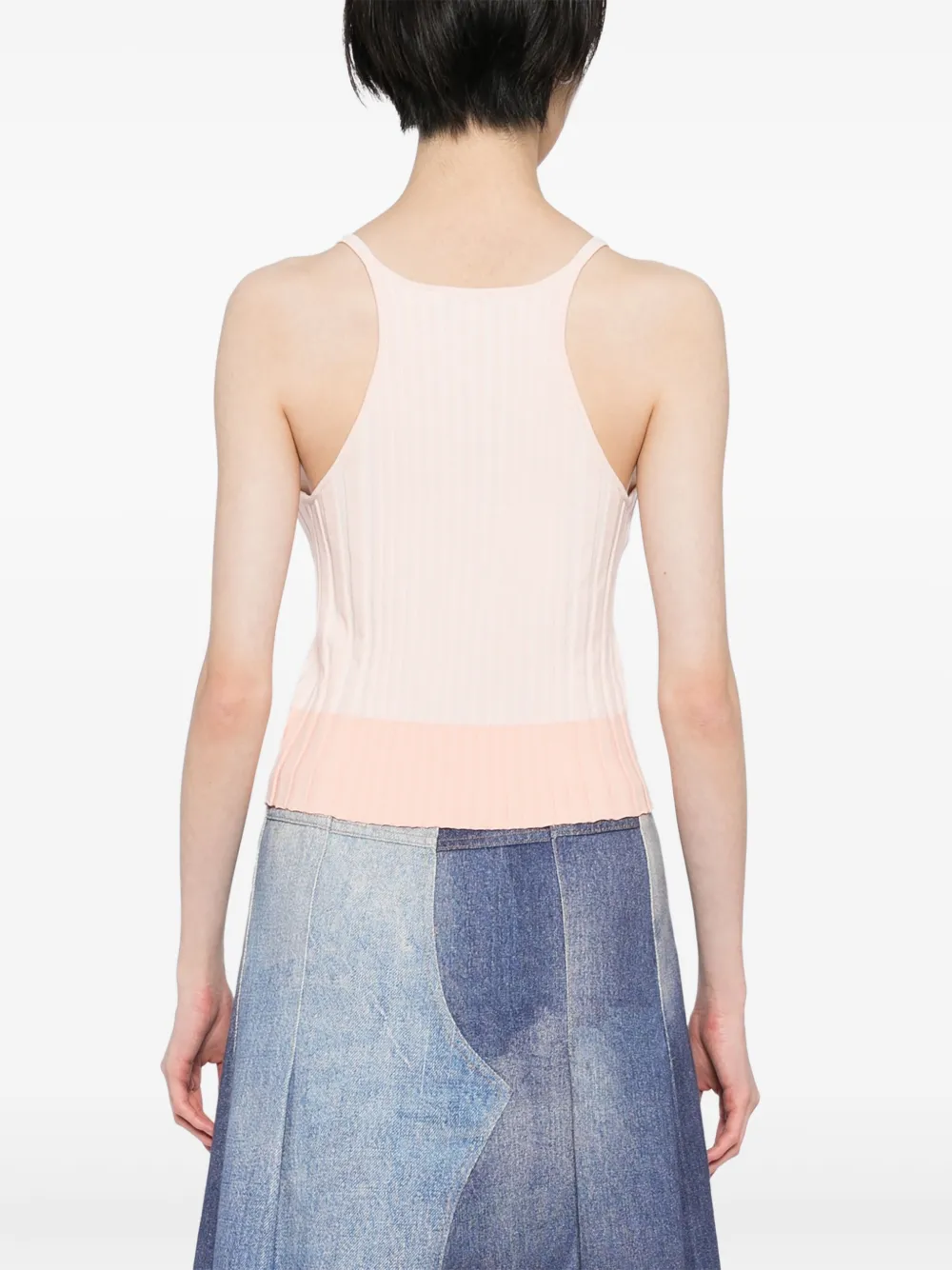 Maison Kitsuné Geribbelde tanktop met Baby Fox-patch Roze