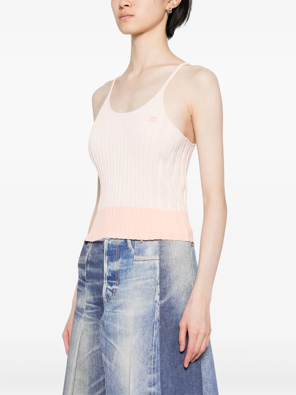 Maison Kitsuné Geribbelde tanktop met Baby Fox-patch Roze