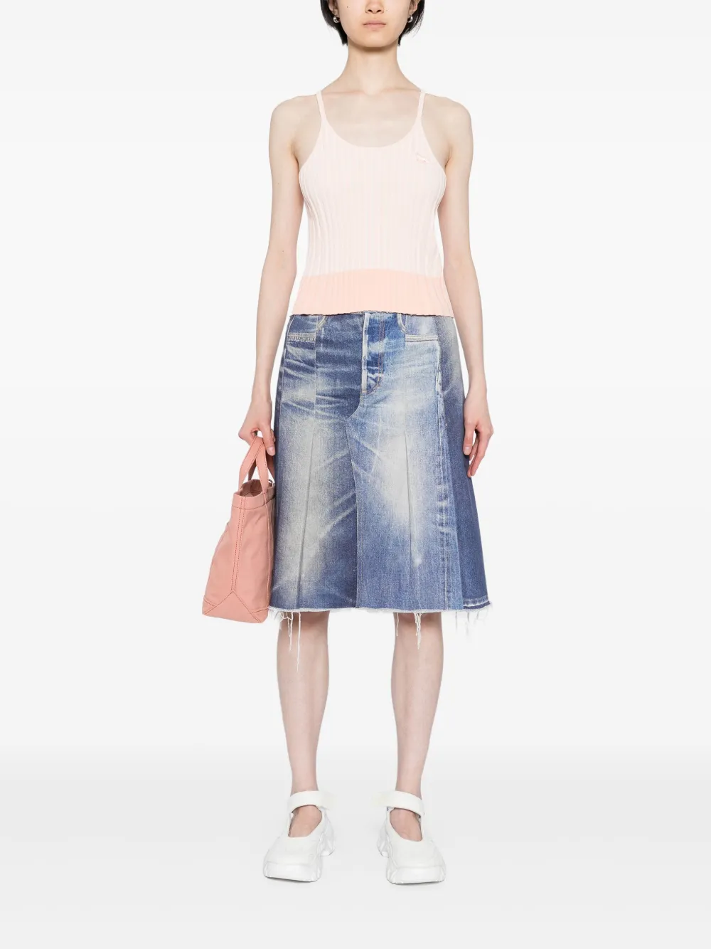 Maison Kitsuné Geribbelde tanktop met Baby Fox-patch Roze