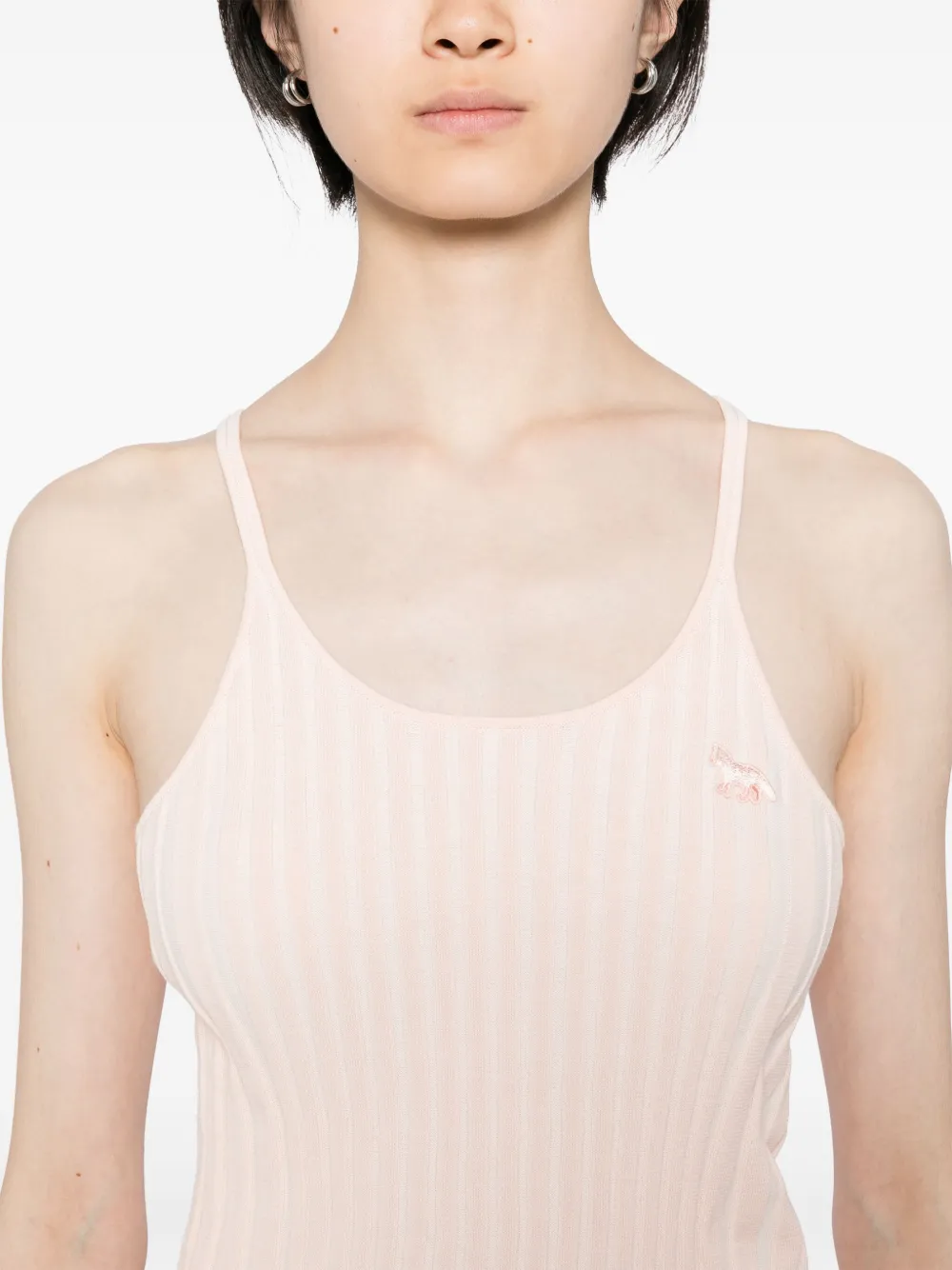 Maison Kitsuné Geribbelde tanktop met Baby Fox-patch Roze