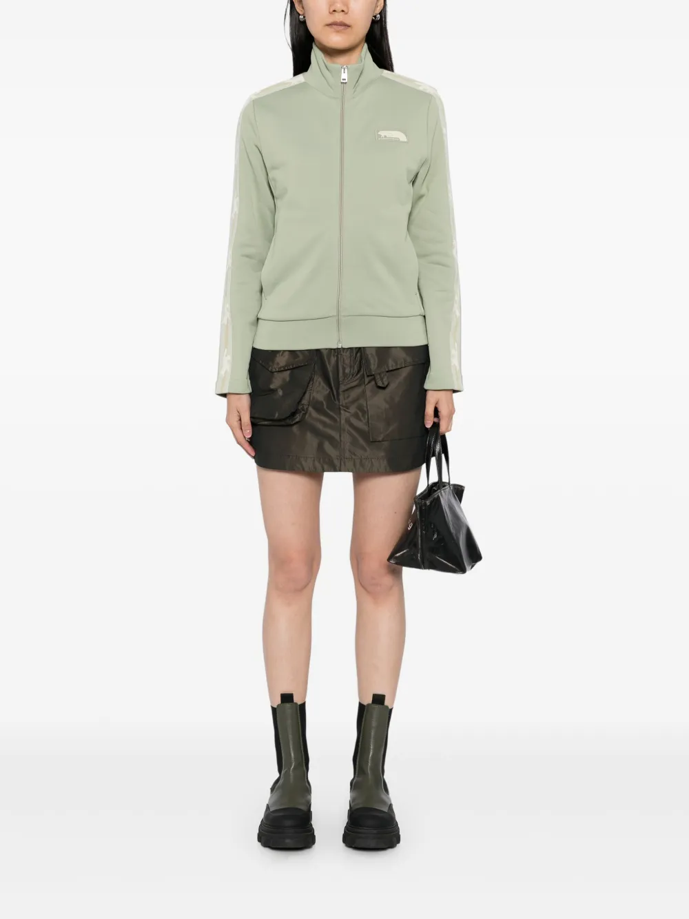 Shop Maison Kitsuné Stripe-detail Jacket In Green
