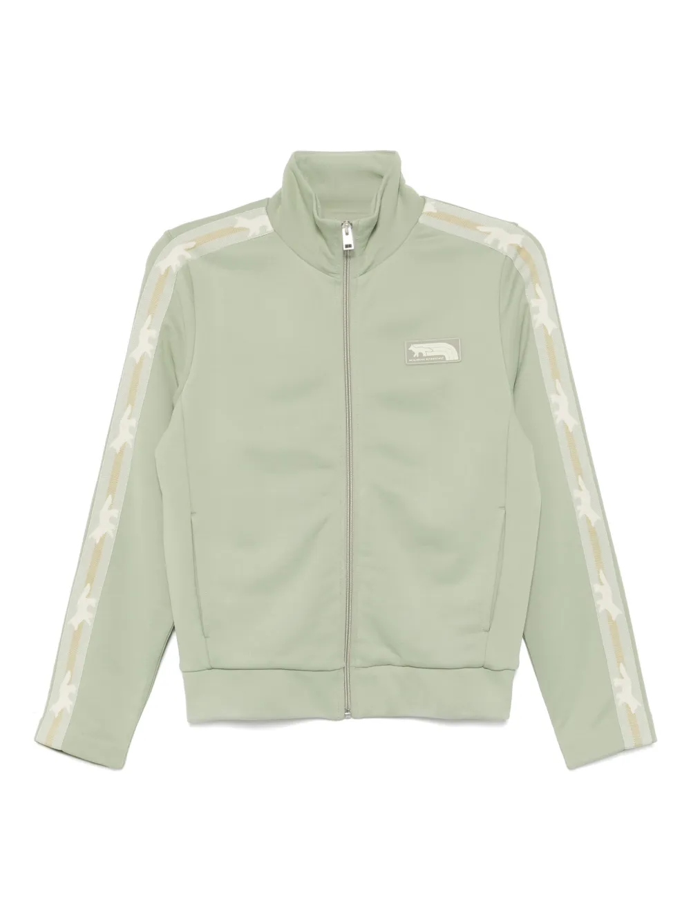 Shop Maison Kitsuné Stripe-detail Jacket In Green