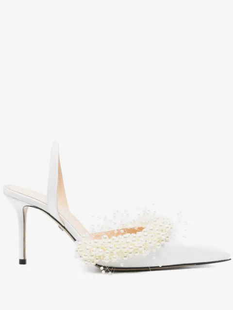 MACH & MACH faux pearl-embellished slingback pumps