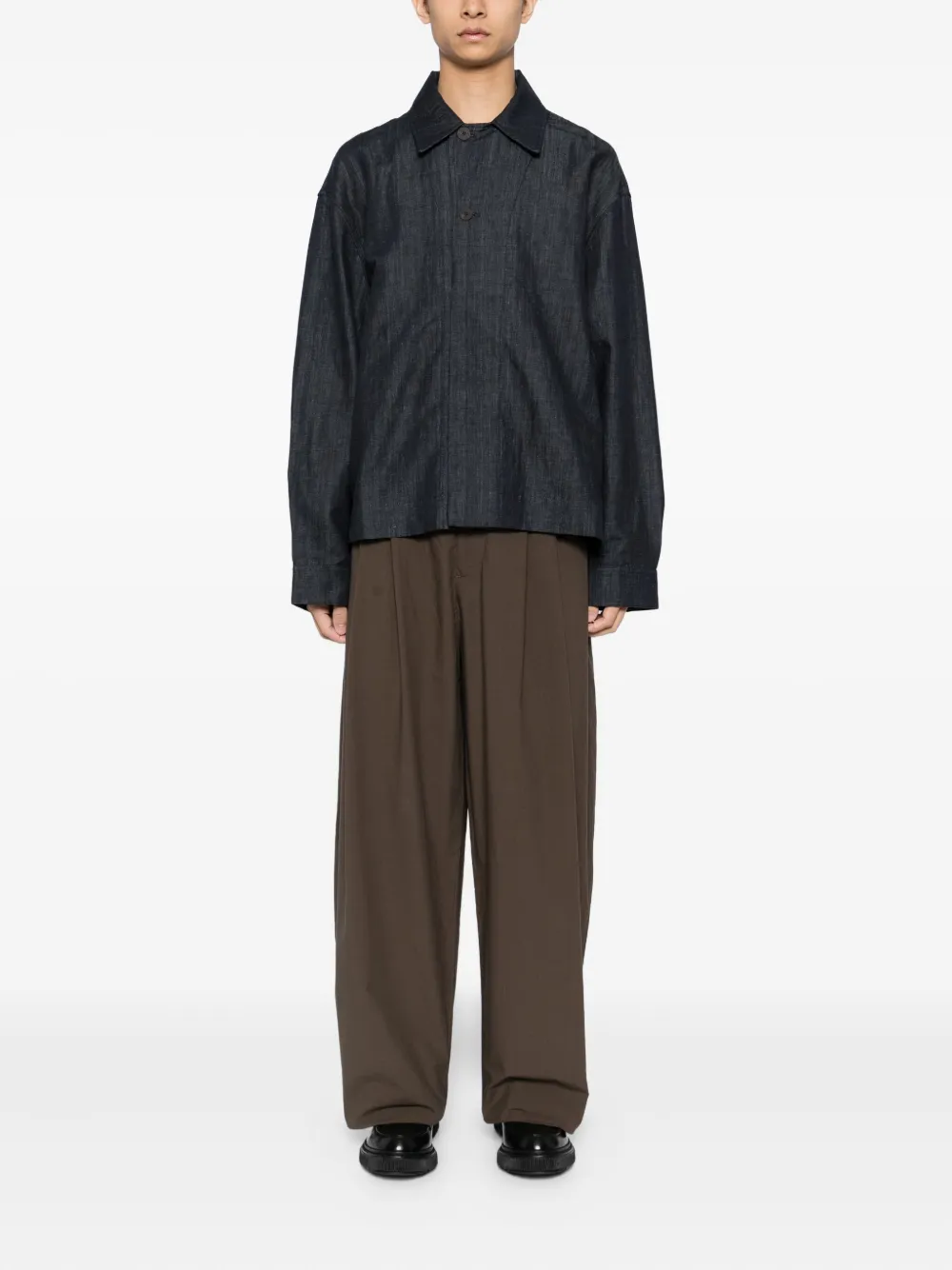 Studio Nicholson Line broek met wijde pijpen Bruin