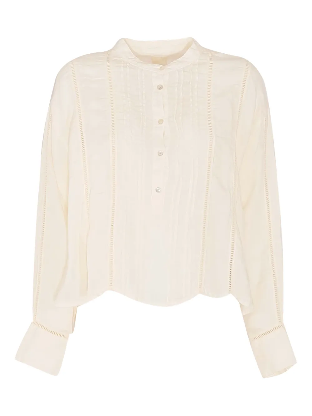 120% Lino pleated button-up blouse | Neutrals | Image 1