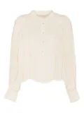 120% Lino pleated button-up blouse - Neutrals