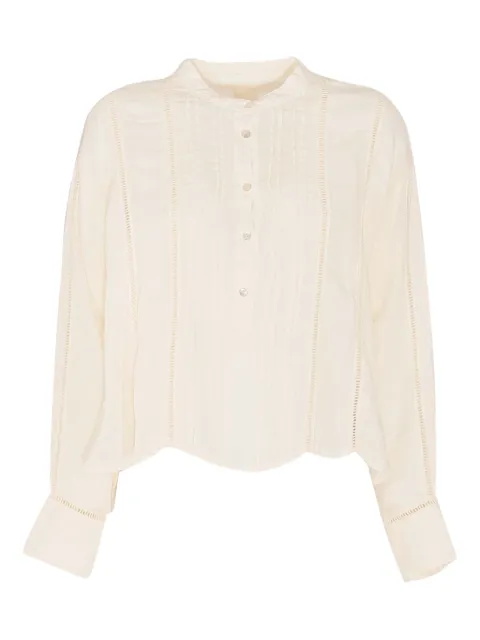 120% Lino blouse plissée à boutonnière
