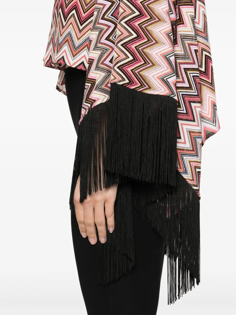 Missoni Poncho met franje Roze