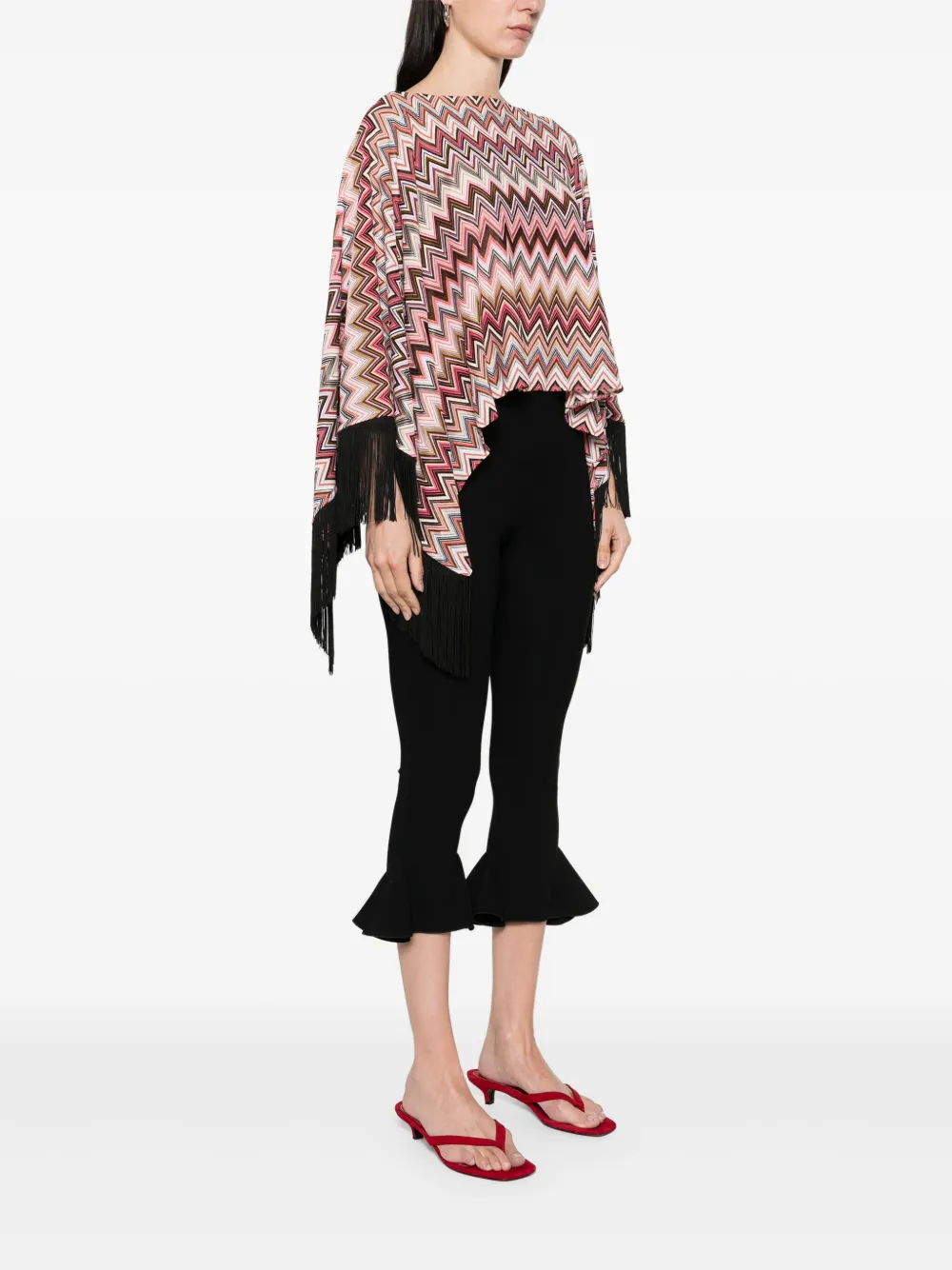 Missoni Poncho met franje Roze