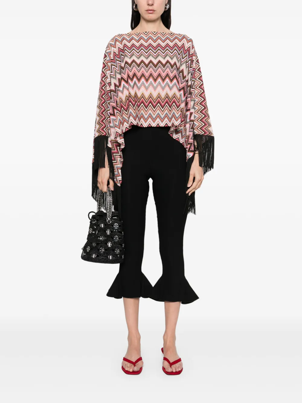 Missoni Poncho met franje Roze