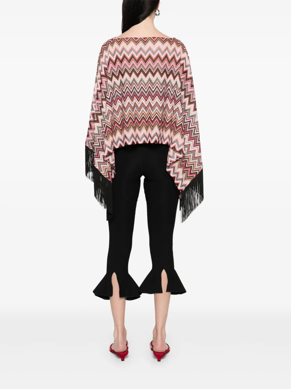 Missoni Poncho met franje Roze