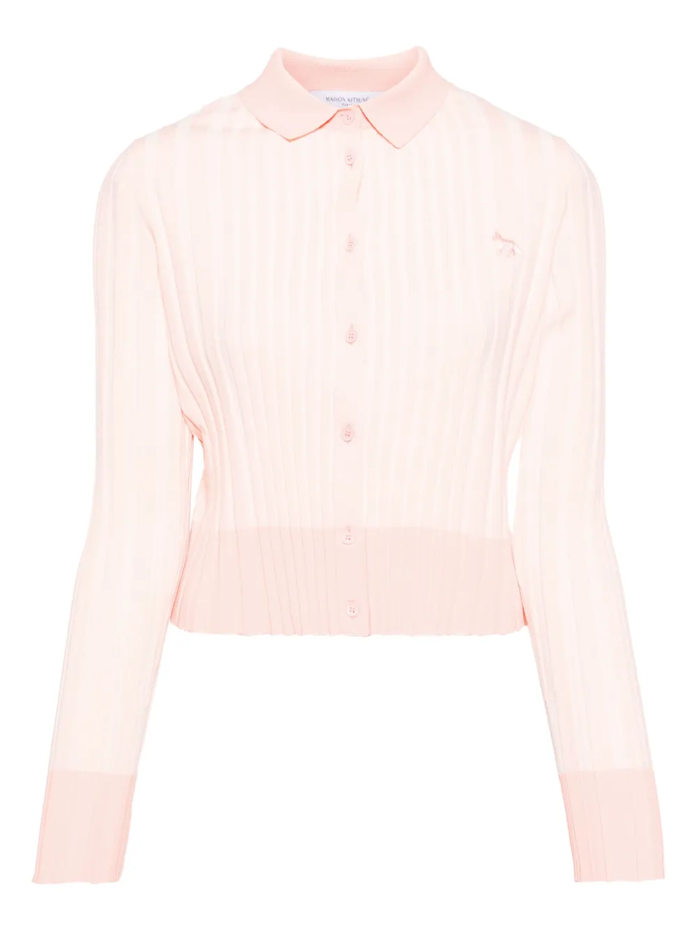 MAISON KITSUNÉ BABY FOX PATCH PLEATED RIBBED CARDIGAN