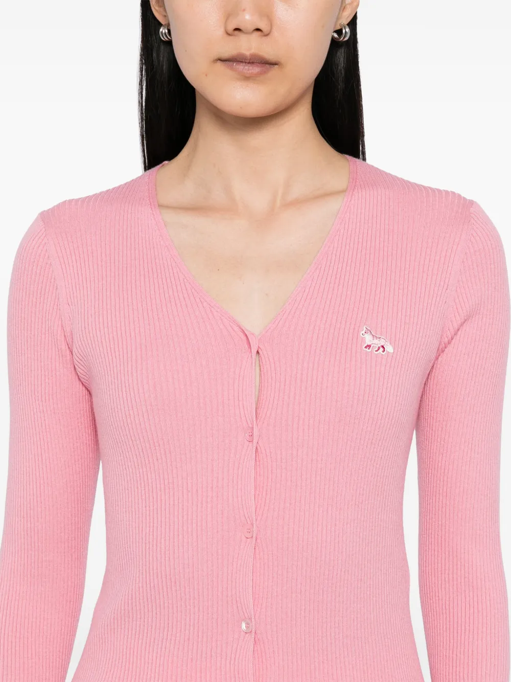 MAISON KITSUNÉ BABY FOX PATCH FINE RIBBED CARDIGAN