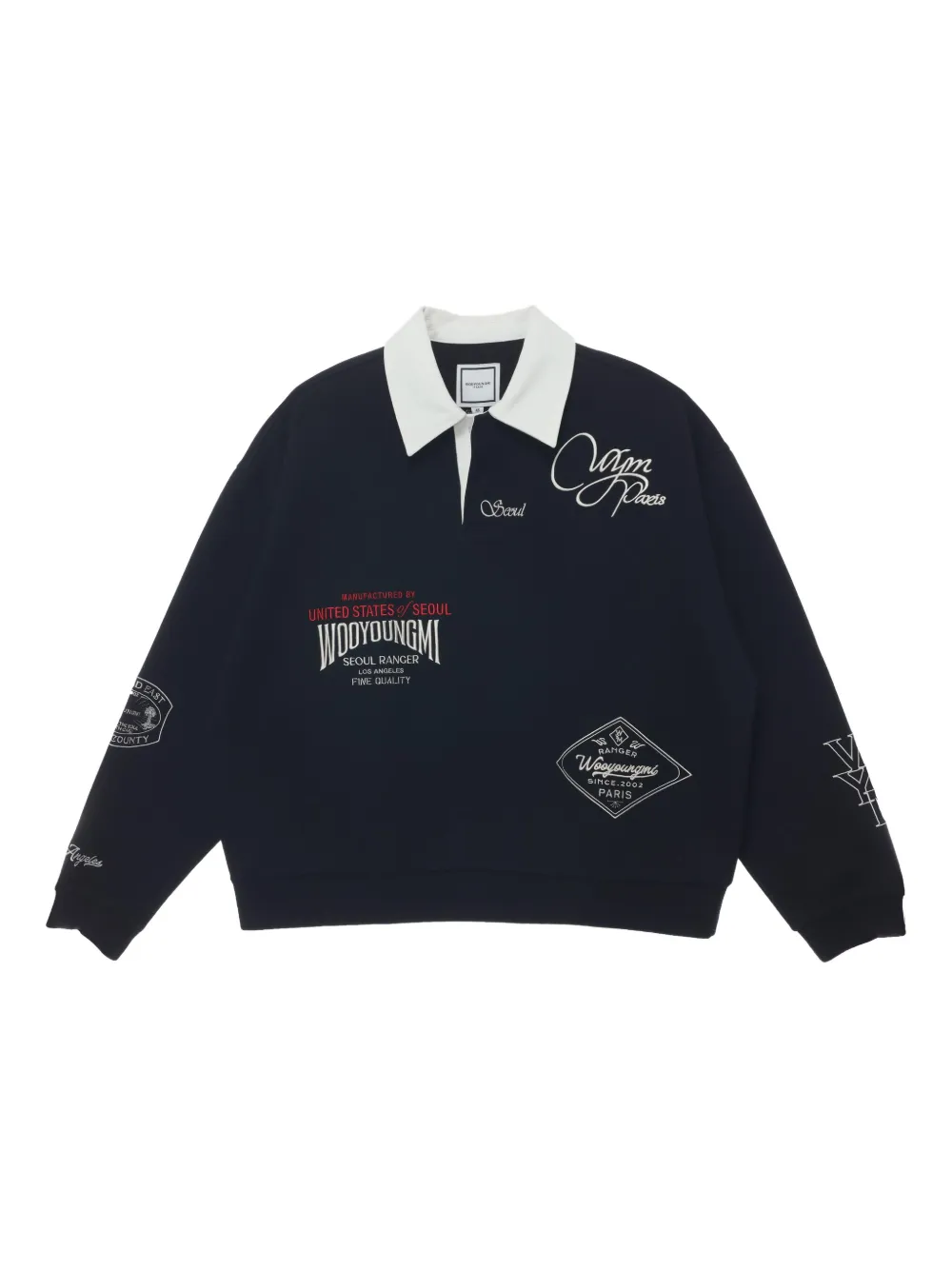 Wooyoungmi playera tipo polo bordada | negro | Image 1