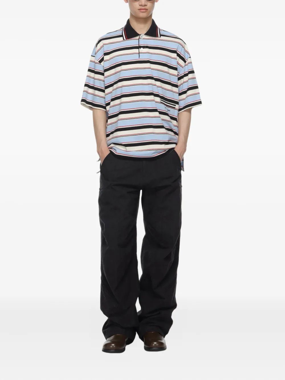 Wooyoungmi playera tipo polo con rayas estampadas | Image 2
