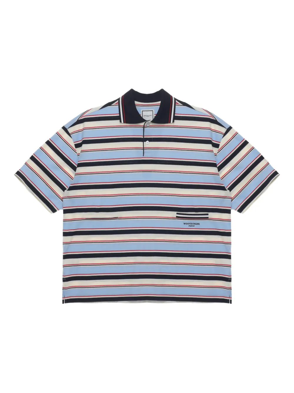 Wooyoungmi playera tipo polo con rayas estampadas | azul | Image 1