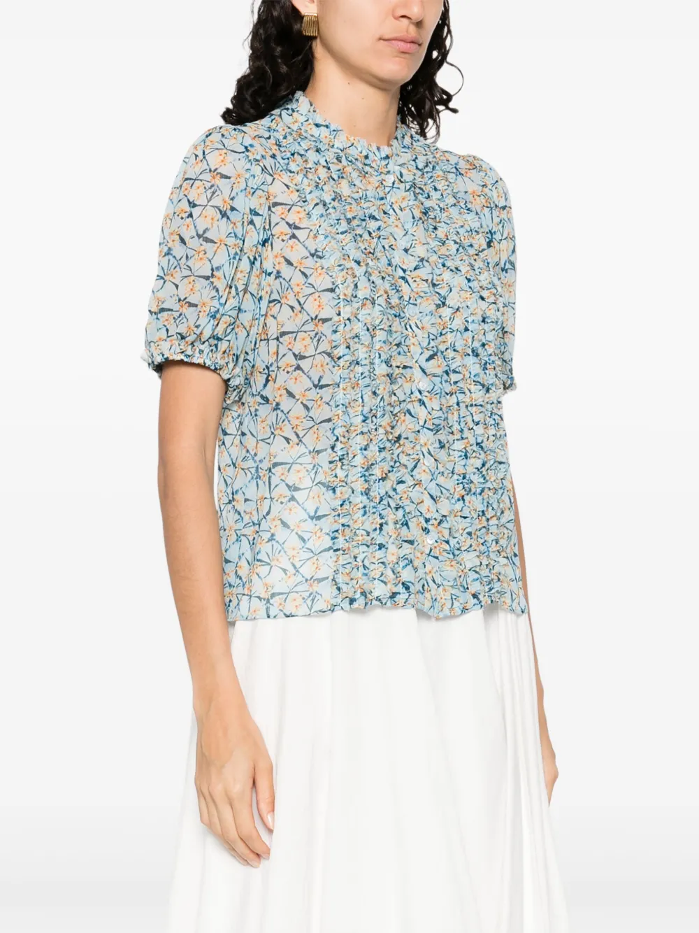 Ulla Johnson Zijden blouse met bloemenprint Blauw