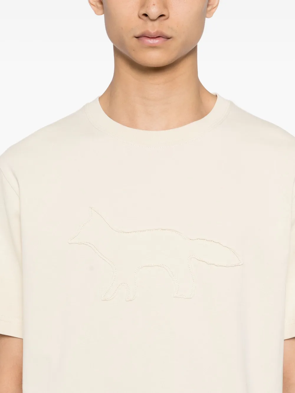 Maison Kitsuné T-shirt met Profile Fox-patch Beige