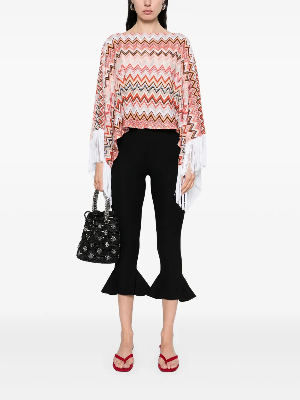 Missoni Poncho met franje Oranje