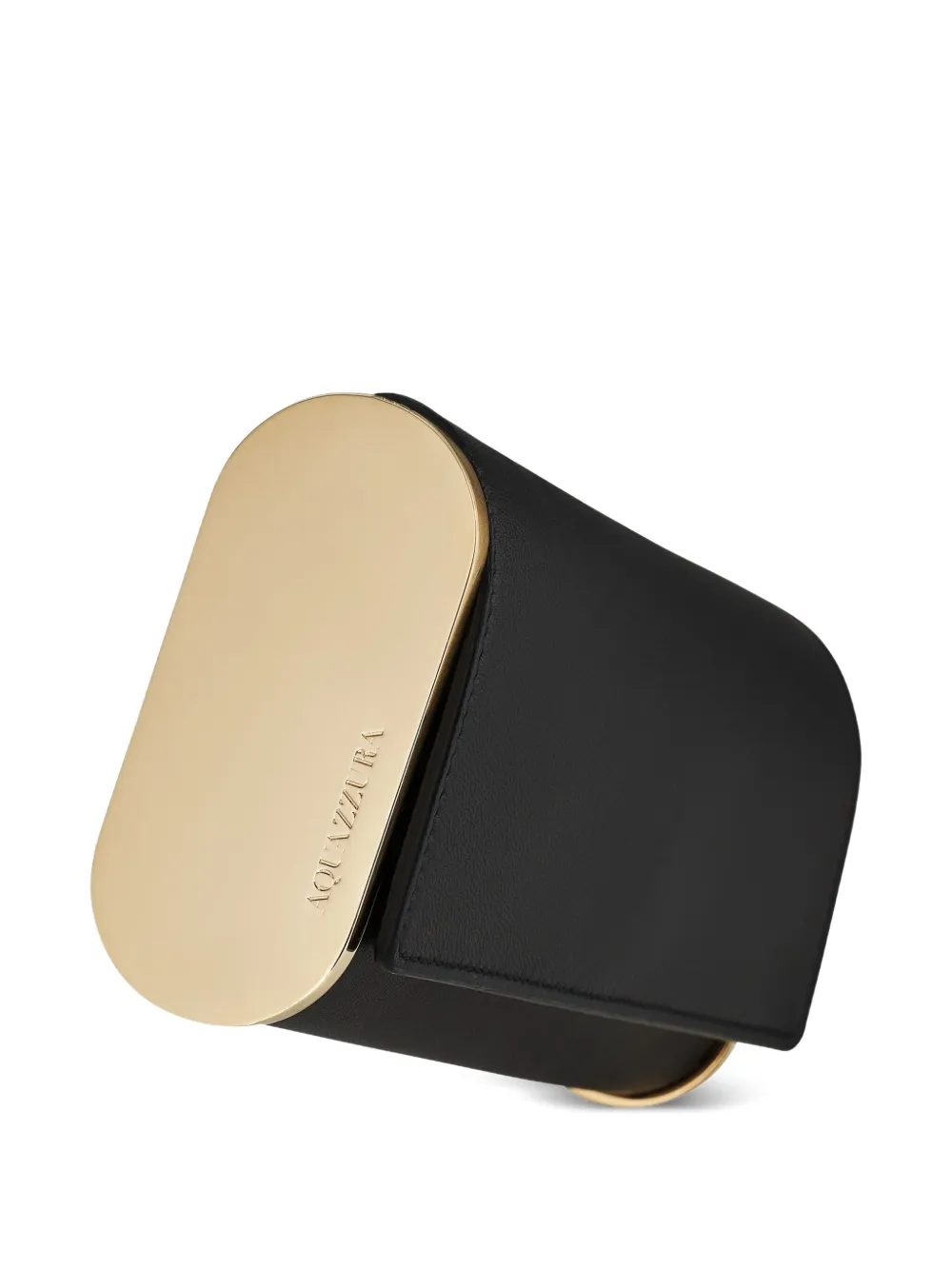 Aquazzura Schoudertas met metallic plakkaat en ketting Zwart