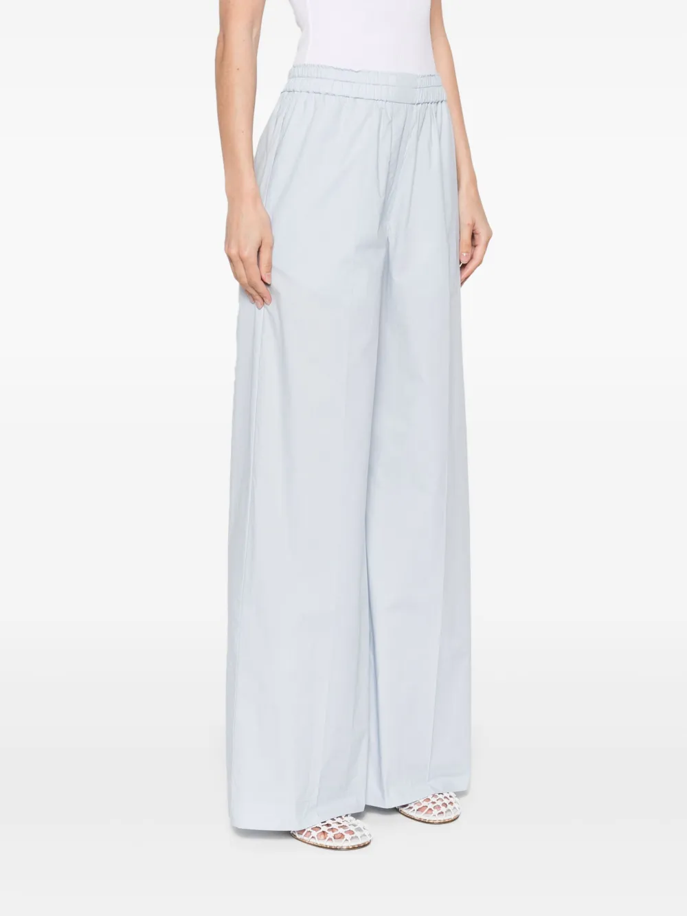 Shop Forte Forte Poplin Trousers In Blue