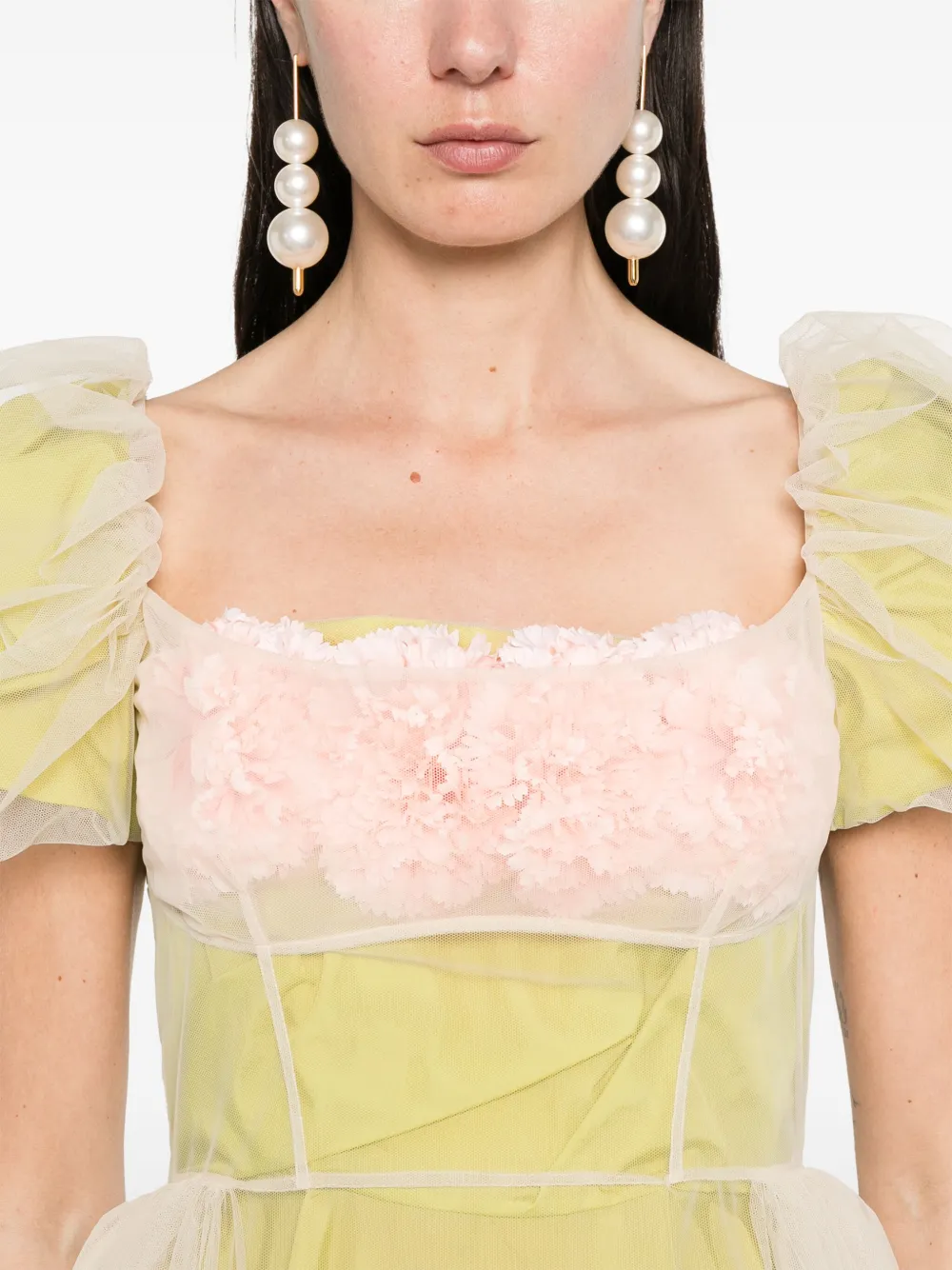 Simone Rocha Gelaagde balconette midi-jurk Groen