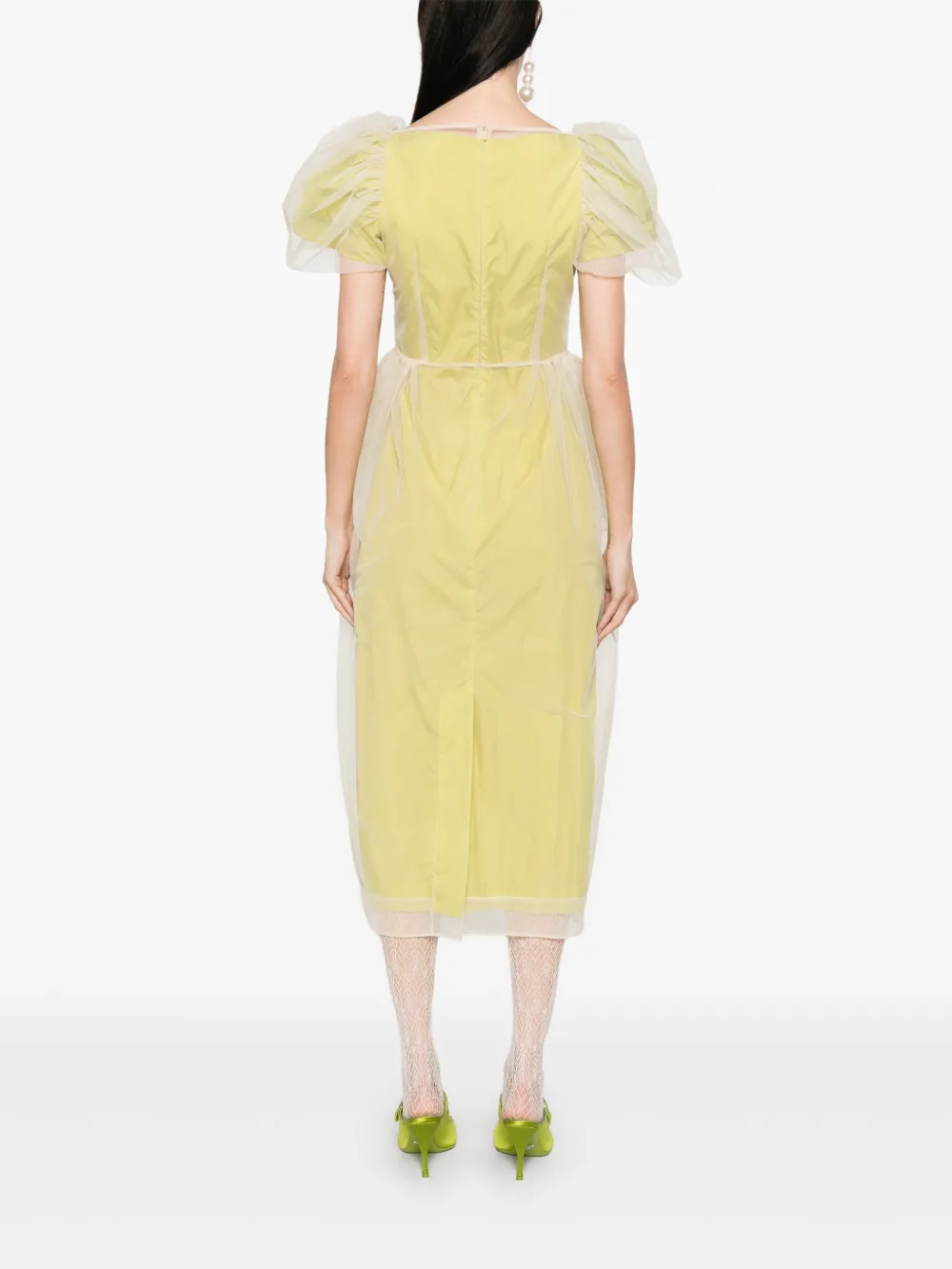 Simone Rocha Gelaagde balconette midi-jurk Groen